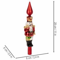 Prodotto Puntale per albero di Natale a forma di schiaccianoci, colore rosso, 28 cm, in vero vetro.