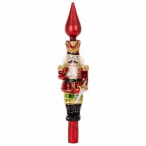 Prodotto Puntale per albero di Natale a forma di schiaccianoci, colore rosso, 28 cm, in vero vetro.