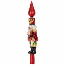 Prodotto Puntale per albero di Natale a forma di schiaccianoci, colore rosso, 28 cm, in vero vetro.