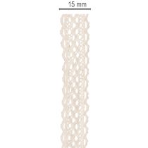 Prodotto Nastro di pizzo di cotone per decorazioni e lavori artigianali, largo 15 mm, lungo 10 m.