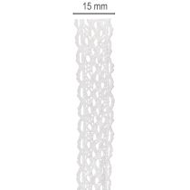 Prodotto Nastro di pizzo in cotone, nastro decorativo fine per lavori artigianali, largo 15 mm, lungo 10 m.