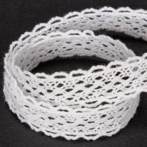 Prodotto Nastro di pizzo in cotone, nastro decorativo fine per lavori artigianali, largo 15 mm, lungo 10 m.