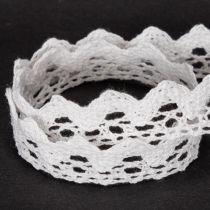Prodotto Nastro decorativo in pizzo, passamaneria in cotone pregiato per lavori artigianali, larghezza 15 mm, lunghezza 10 m.