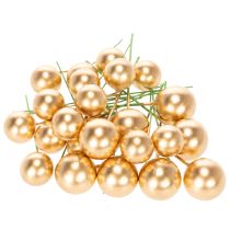 Prodotto Palline artificiali di bacche dorate su filo per composizioni festive, 2 cm, 48 pezzi