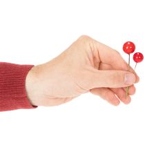 Prodotto Mini palline di Natale artificiali a forma di bacche rosse per decorazioni floreali, 2 cm, 48 pezzi