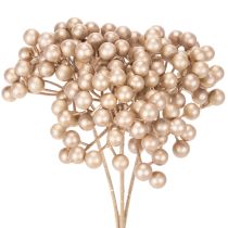 Prodotto Ramo di bacche artificiali, decorazione color champagne, 28 cm, 3 pezzi