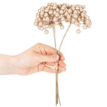 Prodotto Ramo di bacche artificiali, decorazione color champagne, 28 cm, 3 pezzi