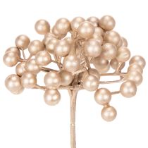 Prodotto Ramo di bacche artificiali, decorazione color champagne, 28 cm, 3 pezzi