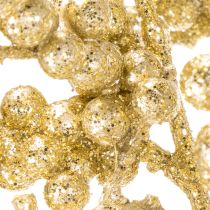 Prodotto Decorazione artificiale a forma di ramo con bacche, color oro, 70 cm, 3 pezzi
