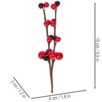 Prodotto Ramo artificiale con bacche rosse, 15 cm, 6 pezzi