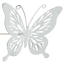 Picchetto in metallo farfalla bianca 43x10,5x8cm 3pz