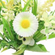 Bouquet primaverile con bellis e giacinto artificiale bianco, giallo 25cm