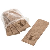 Prodotto Astuccio portaposate con motivo a cervo, in feltro, 26 cm, 4 pezzi