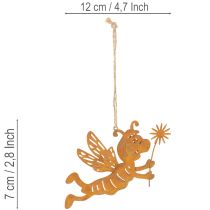 Prodotto Decorazione a forma di ape da appendere, in metallo color ruggine, decorazione estiva, 12 cm, 6 pezzi