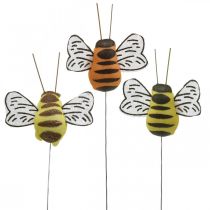 Ape su filo, spine per fiori, api decorative, arancio primaverile, giallo L4,5 cm 24 pezzi