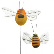 Ape decorativa, decorazione primaverile, ape su filo arancione, giallo B5/6,5cm 12pz