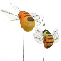 Ape decorativa, decorazione primaverile, ape su filo arancione, giallo B5/6,5cm 12pz
