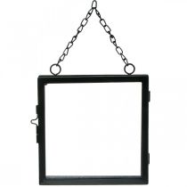 Cornice portafoto per appendere metallo e vetro nero 18x19cm