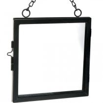 Cornice portafoto per appendere metallo e vetro nero 18x19cm
