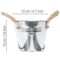 Prodotto Secchio in metallo lucido con manici in corda, Ø12 cm