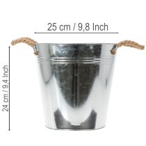 Prodotto Secchio in metallo lucido con manici in corda, Ø25 cm