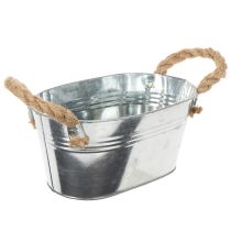 Prodotto Ciotola in metallo con manici in corda, argento, alta 22 cm, alta 10 cm