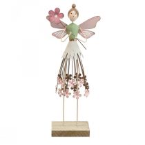 Decorazione da tavolo fata in fiore decorazione in metallo primavera fata rosa H30cm