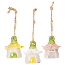 Prodotto Decorazione da appendere Casette-fiori delle fate in ceramica 6 cm 6 pezzi
