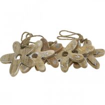 Prodotto Fiore in legno con motivo, primavera, ciondolo in legno natura, bianco H10cm 6pz