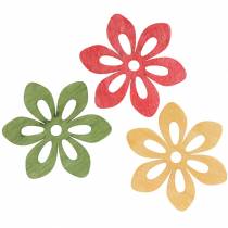 Scatter decorazione floreale in legno arancione, giallo, verde 4cm 72p