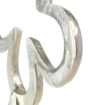 Prodotto Fiore Decorazione in Metallo Argento Nero Base in Legno 15×30cm