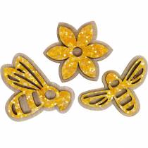Prodotto Fiori e api da spargere decorazione con confettini in legno arancione primaverile 36 pz