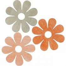 Fiori per spolverare arancia, albicocca, spolverata marrone in legno decorativo 72 pezzi