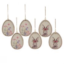 Prodotto Quadro fiore coniglietto nell&#39;uovo Decorazione uova di Pasqua in legno 9,5×12 cm 6 pz