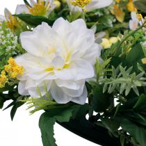 Corona per porta decorazione murale fiori dalie banksia bianco Ø35cm