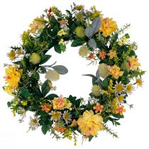 Prodotto Corona per porta decorazione murale fiori dalie banksia giallo Ø35cm