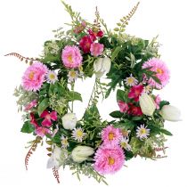 Ghirlanda di fiori corona artificiale per porta primavera estate Ø30cm H9cm