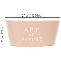 Prodotto Vaso ovale in zinco, rosa antica, fioriera, 27×18 cm, H12,5 cm