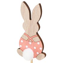 Prodotto Bastoncino di fiori colorato coniglietto decorazione in legno Pasqua 6cm 12 pz