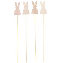 Prodotto Bastoncino di fiori colorato coniglietto decorazione in legno Pasqua 6cm 12 pz