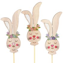 Prodotto Spina per fiori testa di coniglio decorativa in legno su bastone 11 cm 12 pz