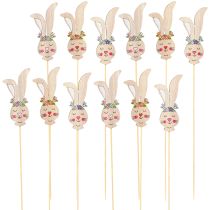 Prodotto Spina per fiori testa di coniglio decorativa in legno su bastone 11 cm 12 pz