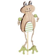 Prodotto Bastoncino di fiori Uovo di rana in legno verde naturale 3,5x7cm 12 pezzi