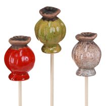 Prodotto Tappo fiore in ceramica decorazione papavero 3 colori Ø3,5 cm 6 pz
