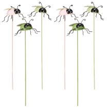 Prodotto Paletti decorativi a forma di coccinella in metallo, verde e rosa, 7x4 cm, 6 pezzi