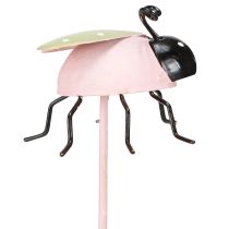 Prodotto Bastoncino di fiori Coccinella Metallo Verde Rosa 7x4cm 6 Pz