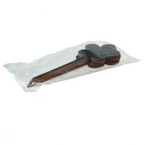 Prodotto Mini placche di legno con fiori in pali neri Ø10cm set da 6 pezzi decorazione