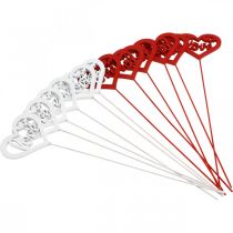 Prodotto Spina decorativa in legno cuore rosso fiore spina Love 7cm 12pz