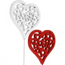 Spina fiore cuore rosso, spina decorativa bianca San Valentino 7cm 12pz