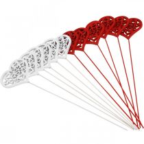 Prodotto Spina fiore cuore rosso, spina decorativa bianca San Valentino 7cm 12pz